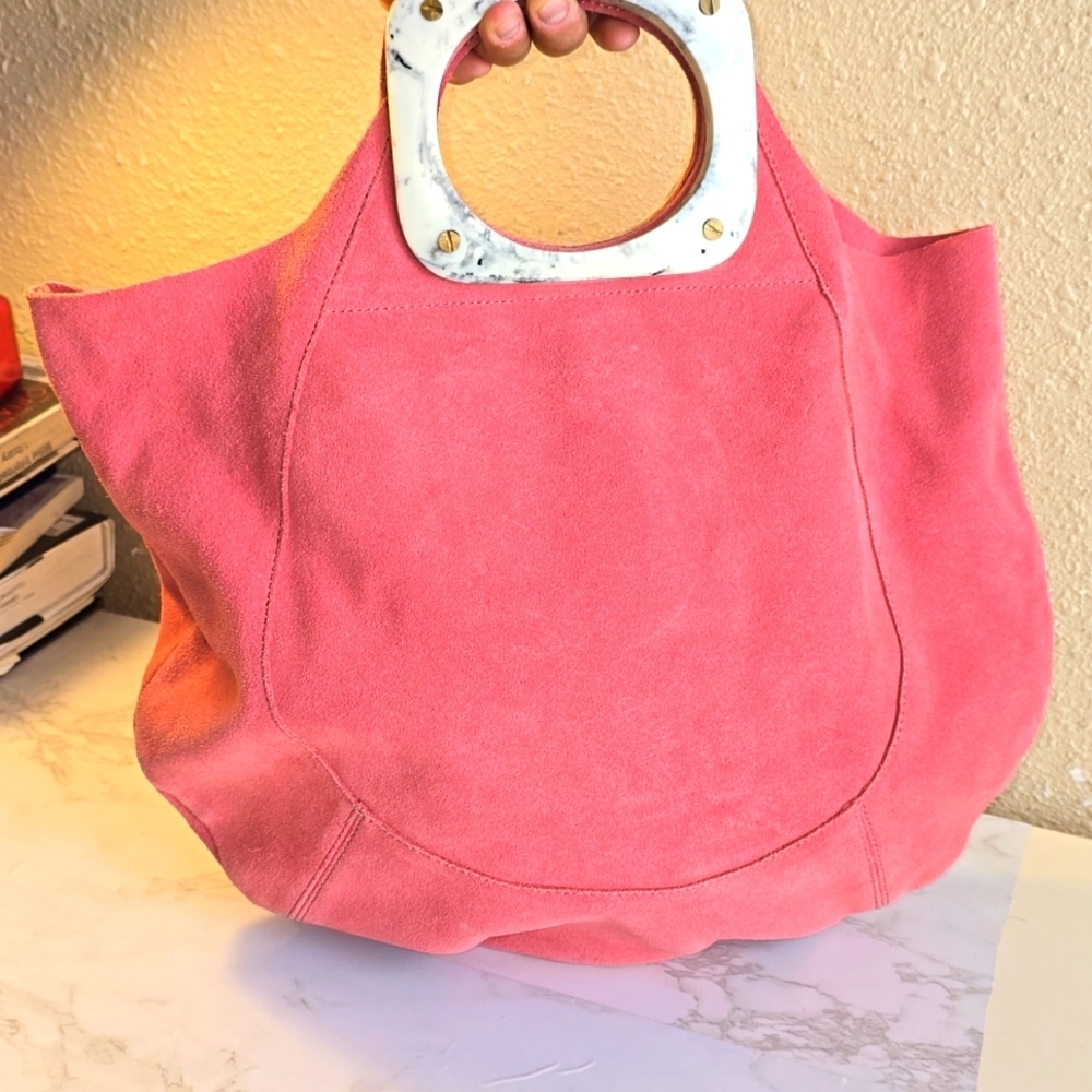 Anthropologie Dora Pink Suede Handbag